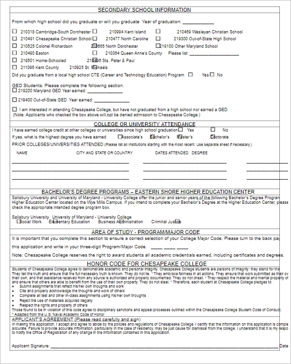 20+ College Admission Form Templates Free Word, PDF ...
