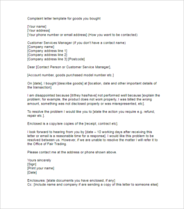 Complaint Letter Template Estate Agent