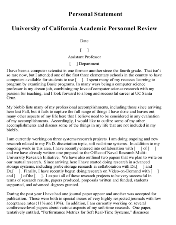 university application personal statement