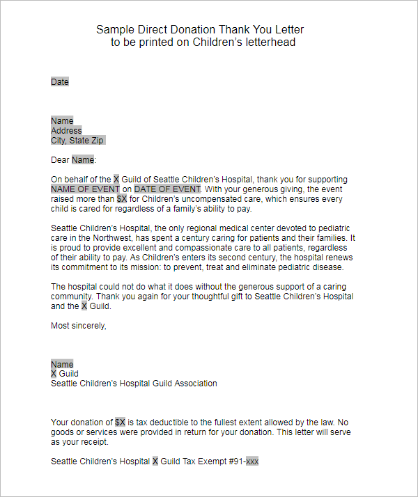 Donation Accept Letter