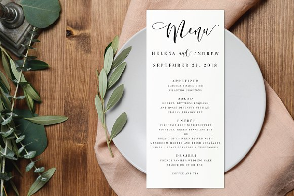 Editable Wedding Menu Design