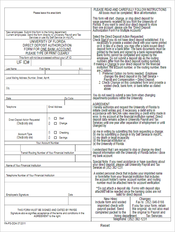 26 free deposit form templates word adp direct deposit forms