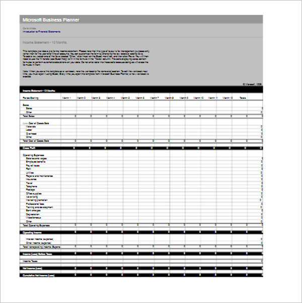 Financial Report Template Word