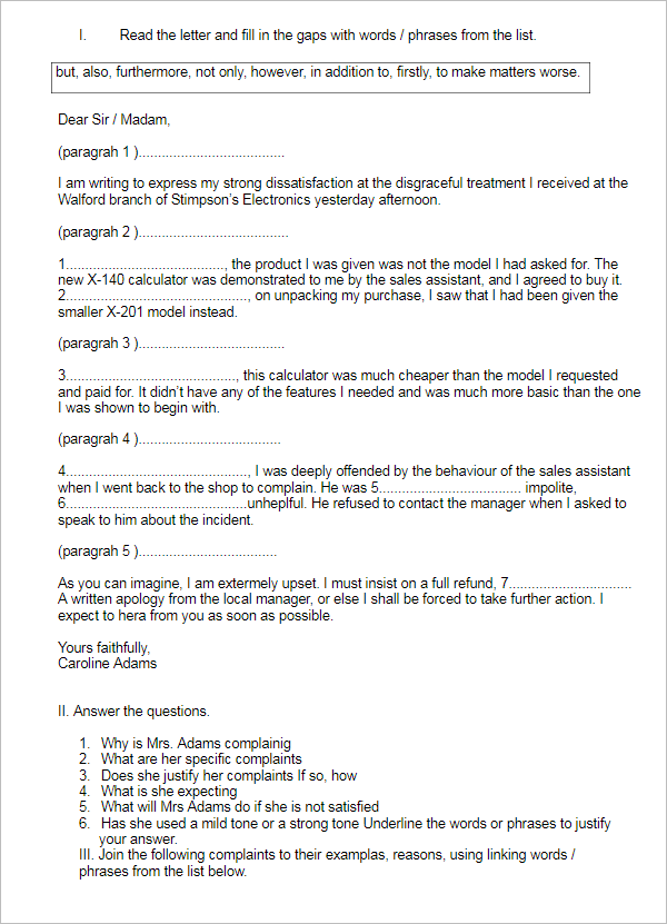 Free Complaint Letter Template