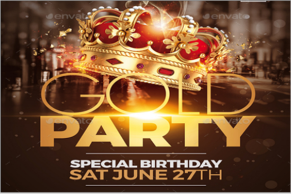 Gold Party Flyer Template