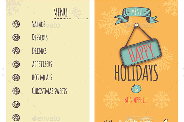 Happy Holidays Christmas Menu Template