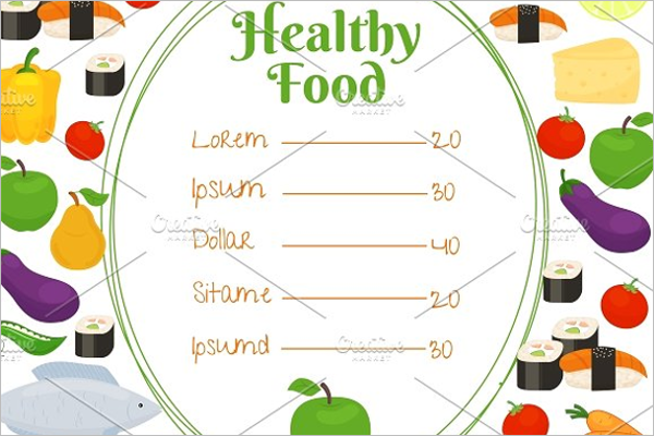 Healthy Food Price Menu Template