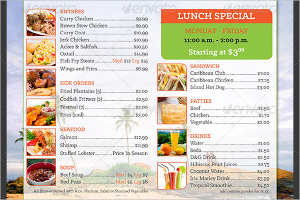 Island Food Price Menu Illustrator Template