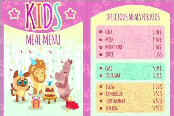 Kids Menu Farm Template