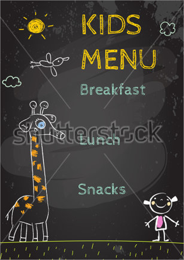 Kids Menu on Chalkboard Template