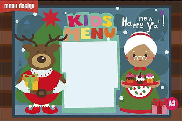 Kids menu Christmas character Design