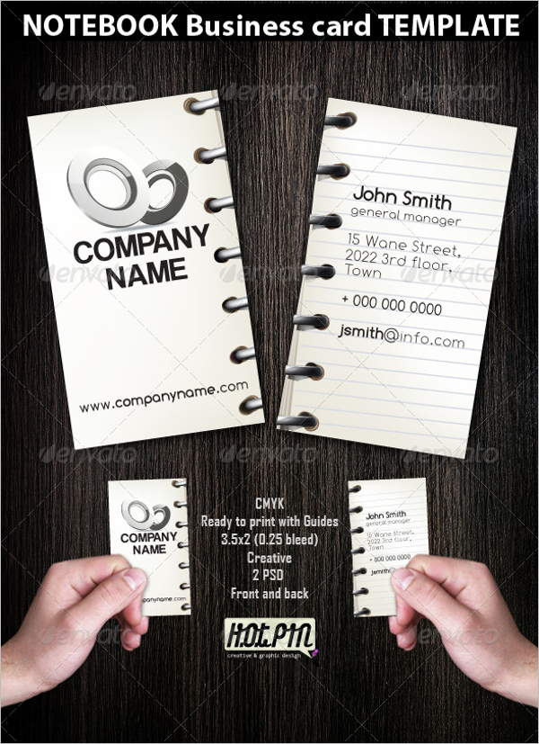 Notebook Business Card Template