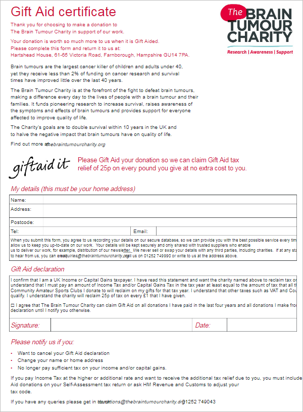 Printable Donation Letter Form