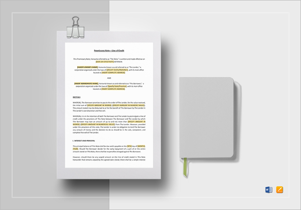 Promissory Note Line of Credit Template