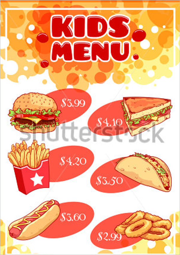 Realistic Kids Menu Design