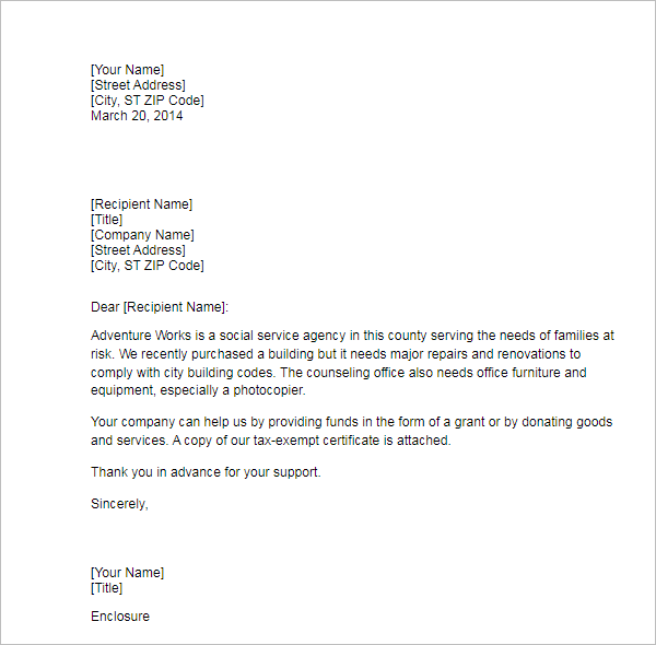 Sample Request for Donation Letter