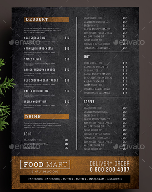Simple Chalkboard Menu Template