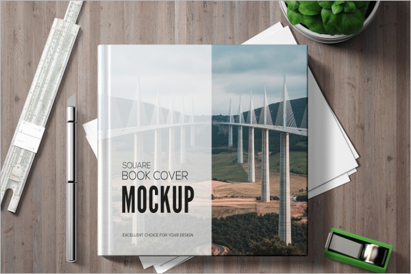 Square Book Mockup Template