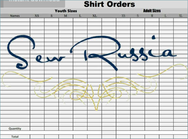 T-Shirt Order Form Template