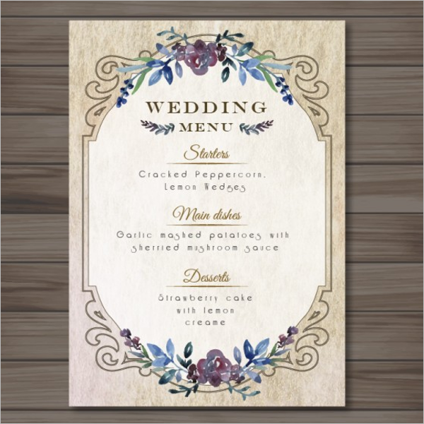 Free Wedding Menu Template For Word