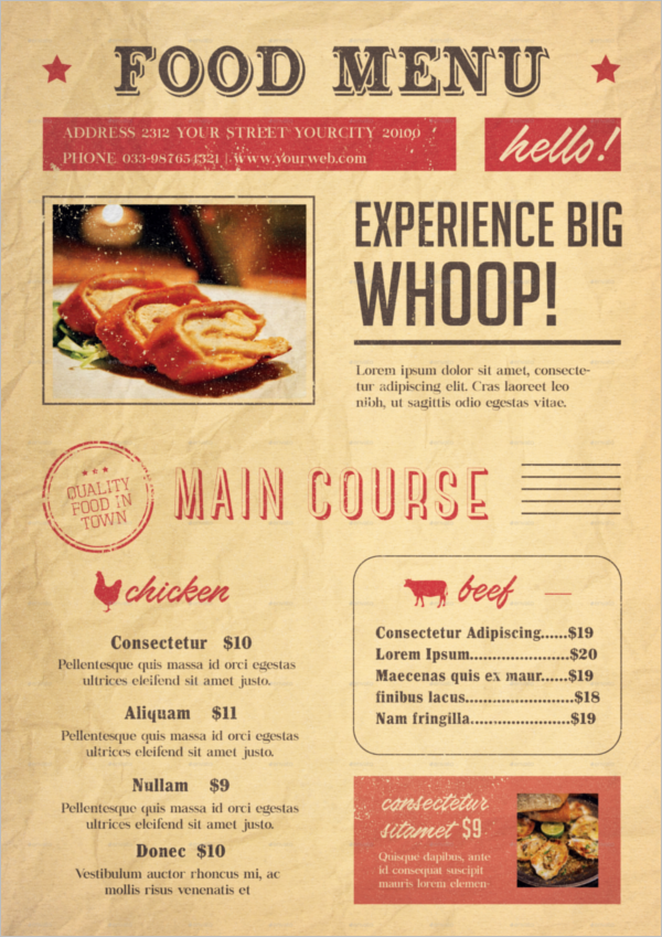 Vintage Breakfast Menu Design