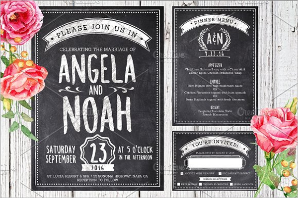 Wedding Menu on Chalkboard Design
