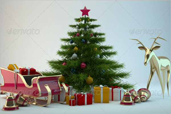 3D Christmas Scene Decoration