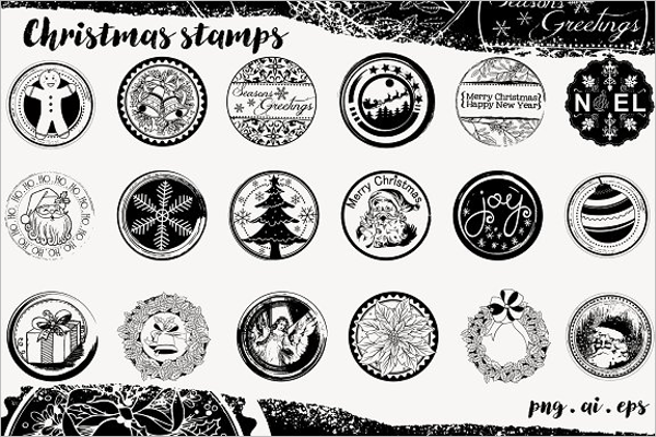 Black Christmas Tree Stamp Design