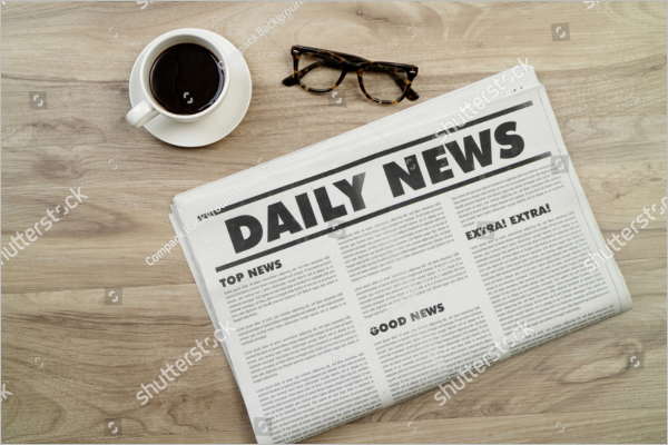 Free Mockup newspaper on wood table.
