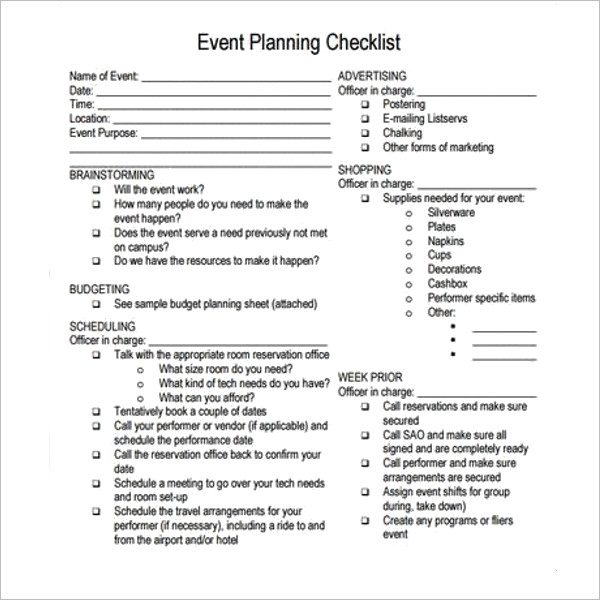 Party Planning Template Word