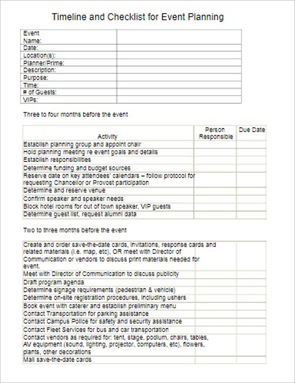 Party PlanningÂ  Template Word