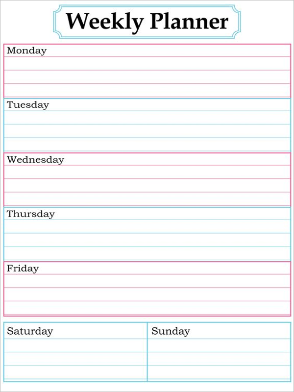Simple Weekly Planner Word