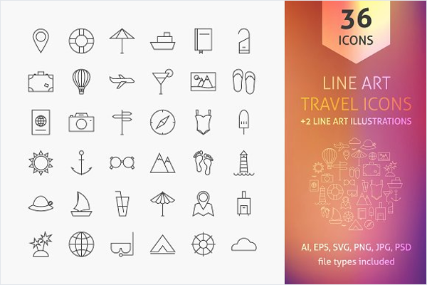 Travel Line Art Icon Template