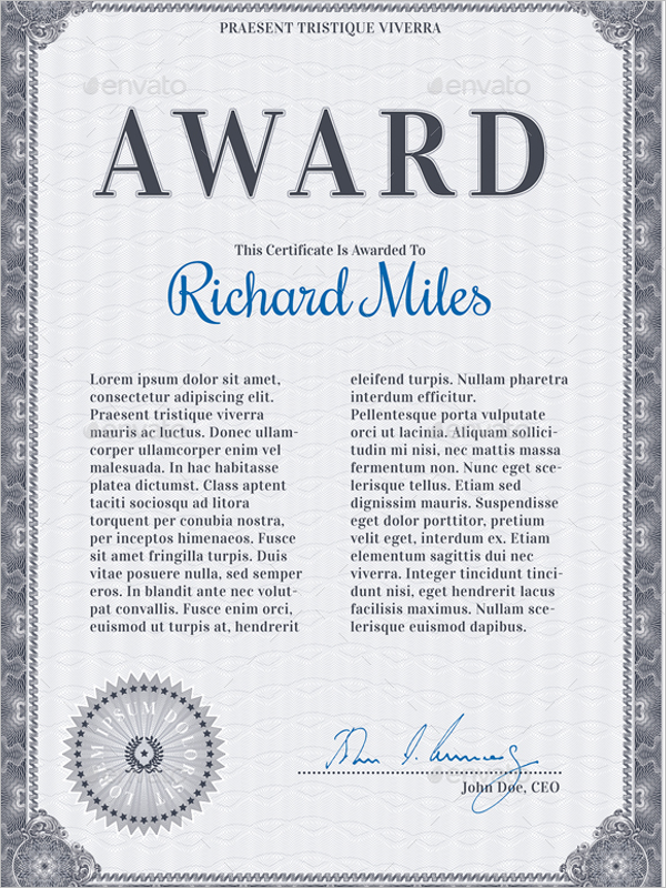 certificate of achievement template
