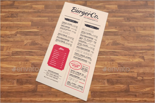 American Burger Menu Design