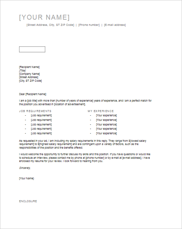 Best Cover Letter Template