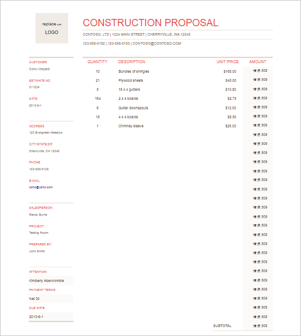 Bid Proposal Form PDF