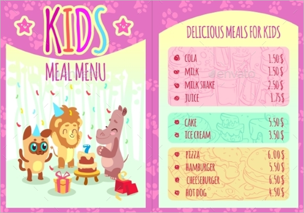 Birthday PartyÂ Menu Template