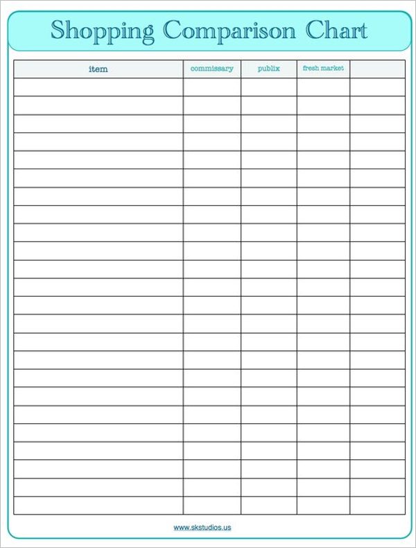 Blank Comparison Chart Template