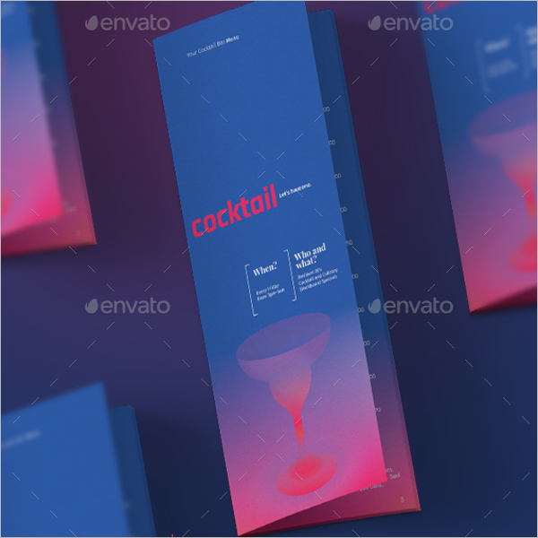 Cocktail PartyÂ Menu Card Design PSD