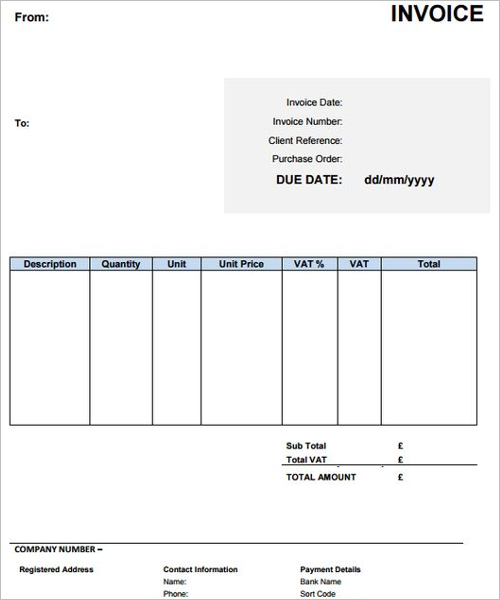 Contractor Invoice Form Template