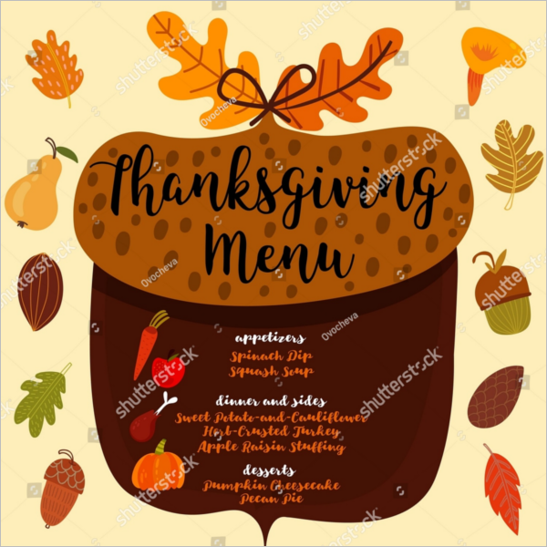DownloadableÂ Thanksgiving Menu Template