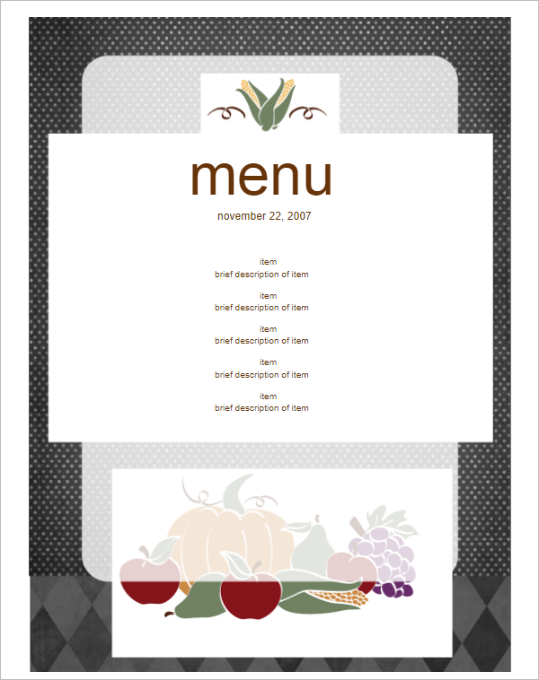 Elegant Menu Card Design