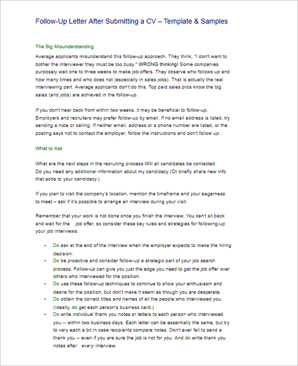 Follow Up Letter Template