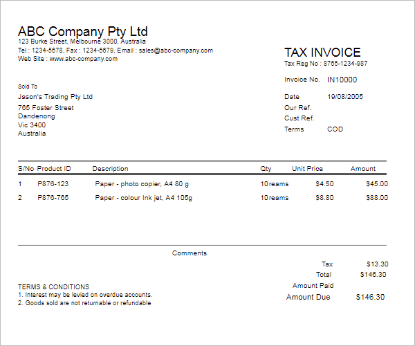 freelance invoice template word doc