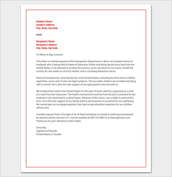 Hardship Letter for Court