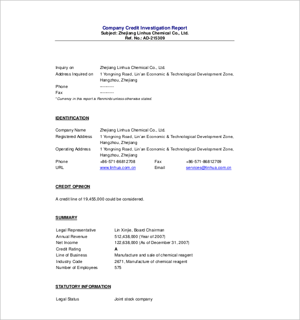 Investigation Summary Report Template