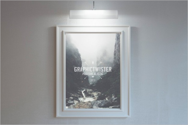 Lighted Poster Frame mockupÂ Free