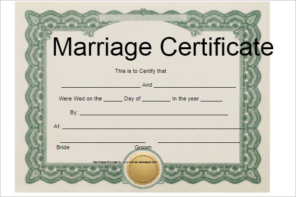 42+ Free Marriage Certificate Templates Word, Pdf, Doc Format Samples