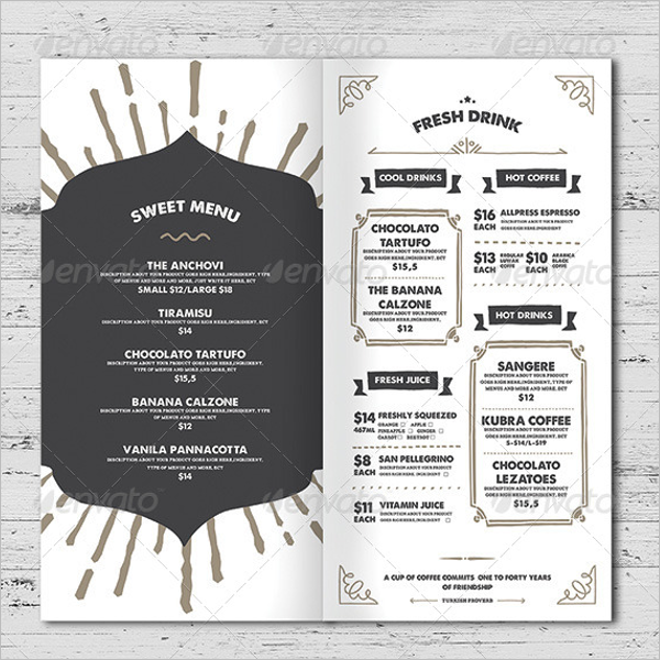 Menu Card Template Word